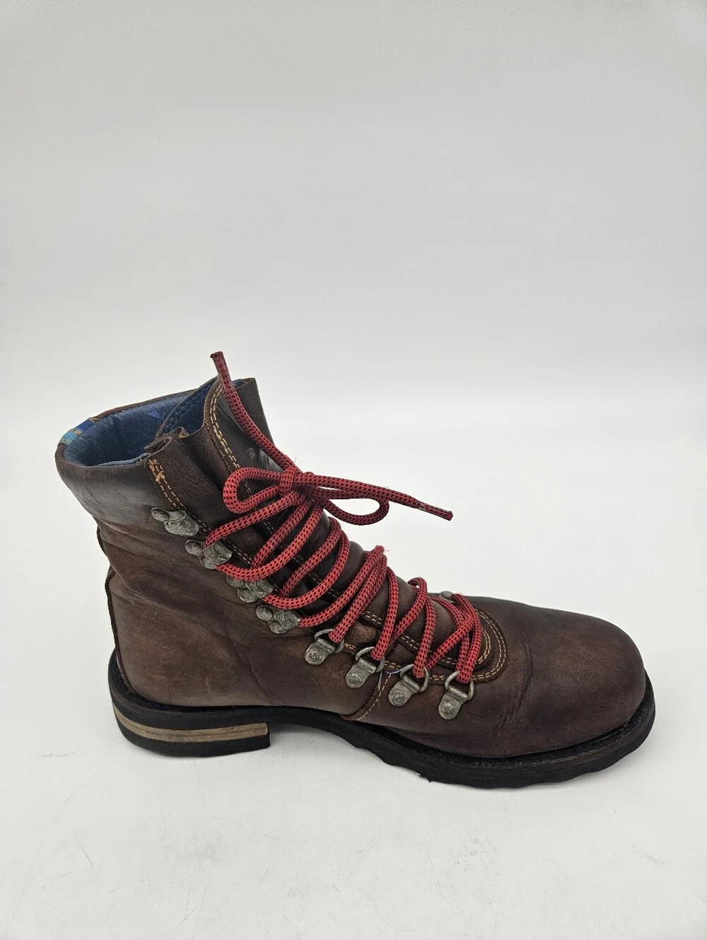 John Fluevog Brown Banker Soros Lace Up Leather Boots Mens Sz 7